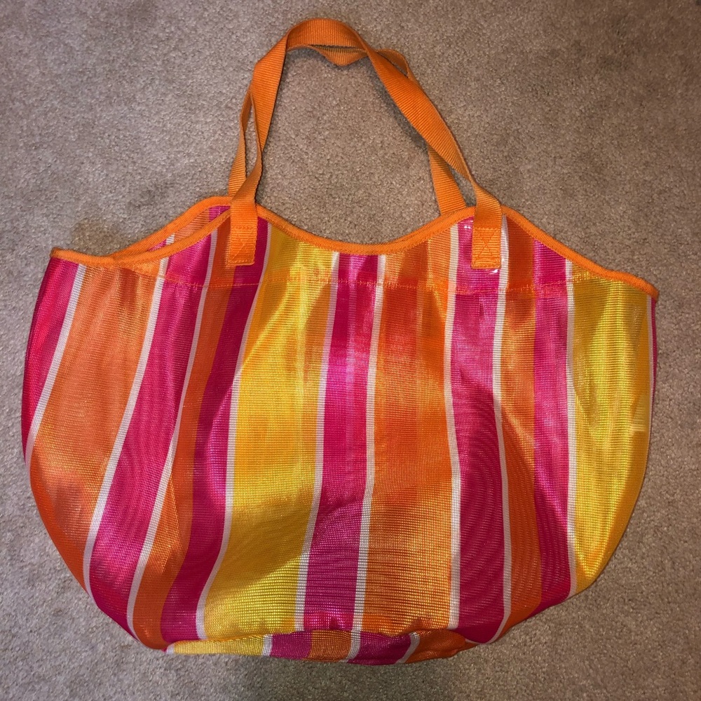 Striped Mesh Beach Tote